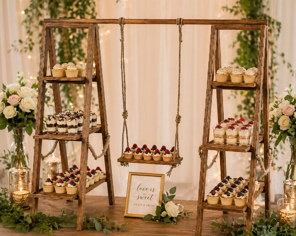 Double 3 Tier Dessert Display Stand with Swing