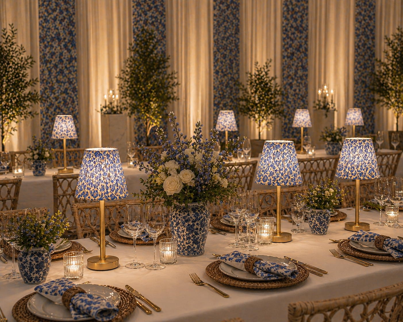 Blue Floral Table Lamp