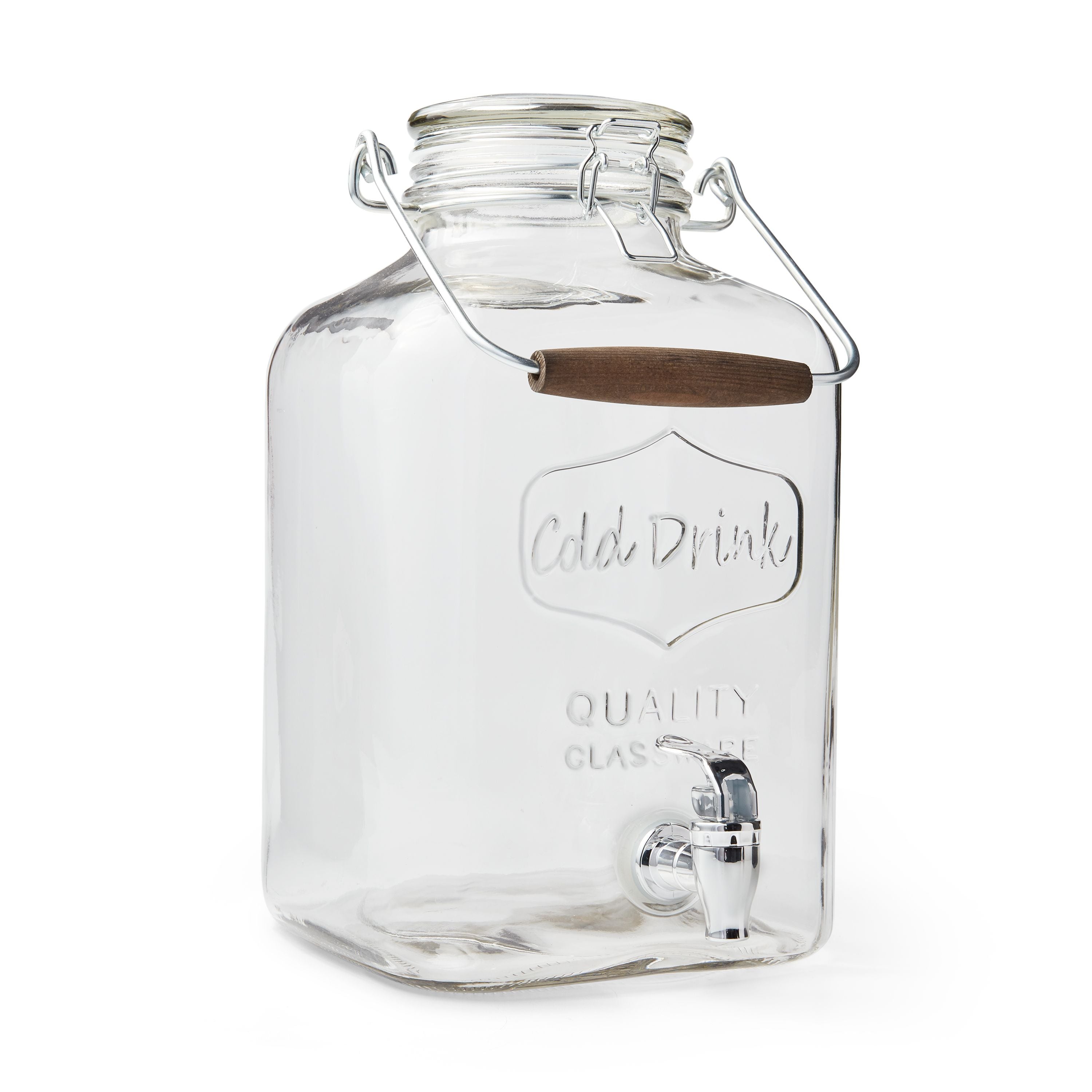 2 Gallon Glass Beverage Dispenser With Handle