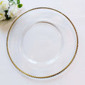 Glass Gold Ribbed Rim Charger Plate