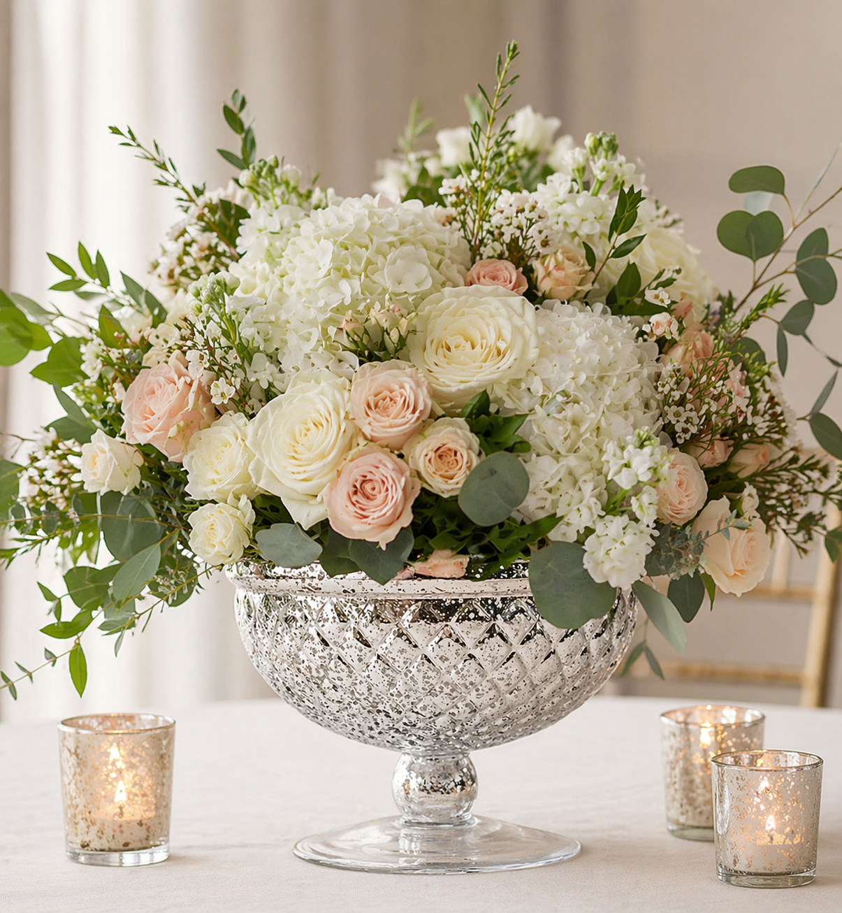 Glass Silver Compote Vase