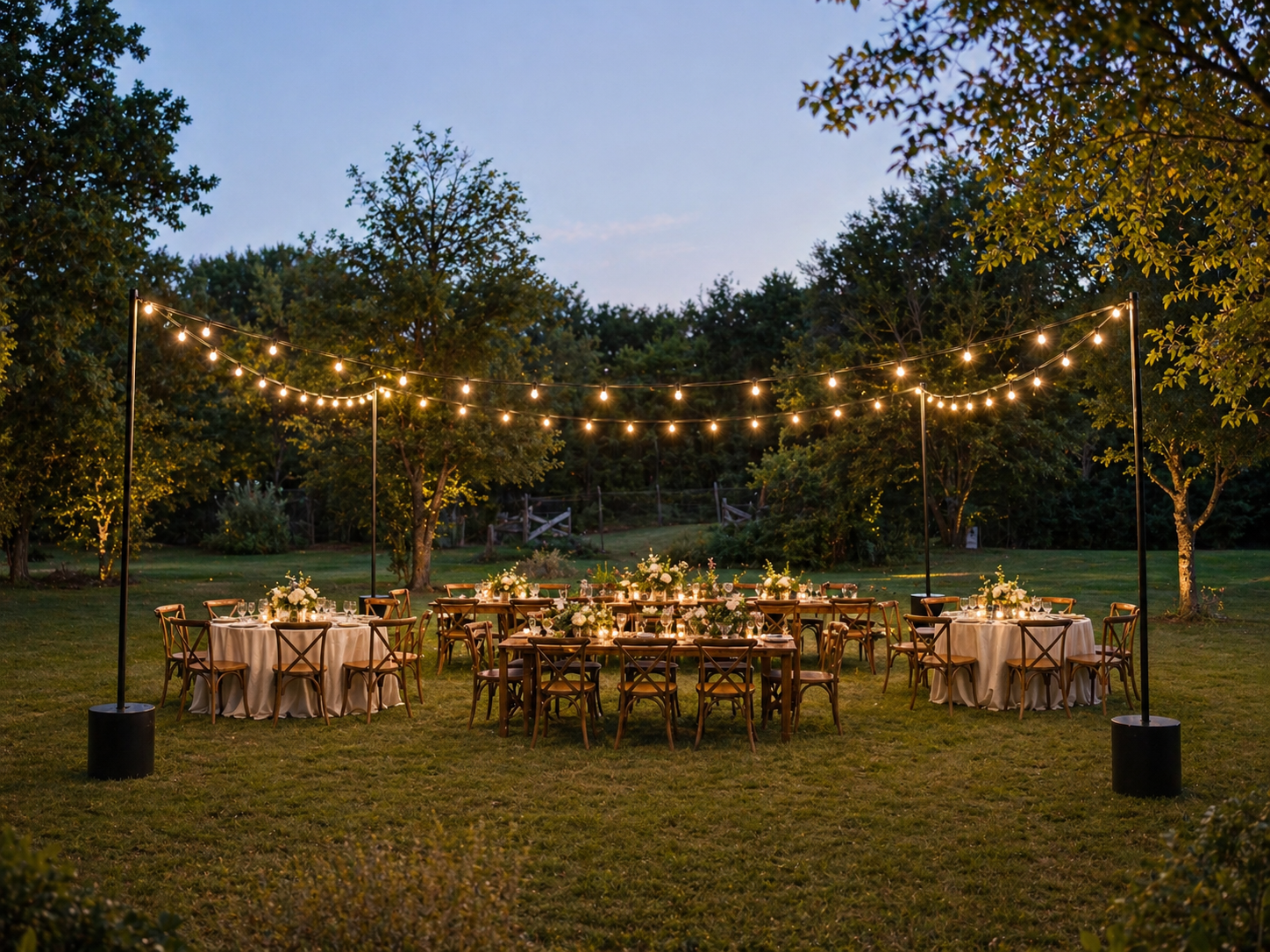 String Light Pole Stands with Base